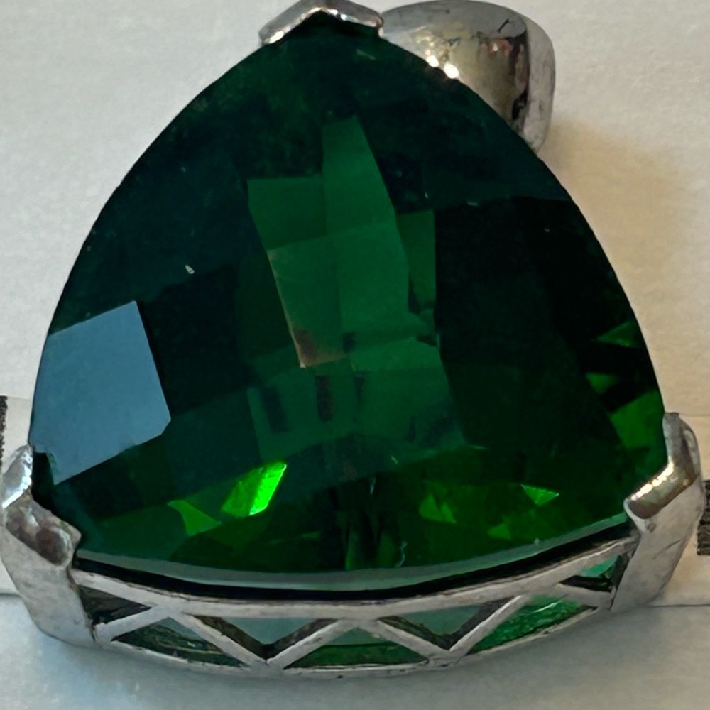 Vintage Helenite Green Silver Pendant